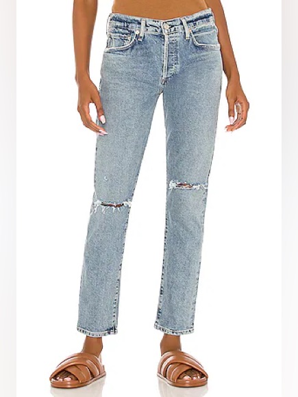 Citizens Of Humanity Emerson Slim Boyfriend Distressed Jeans Size 32 Light Wash
